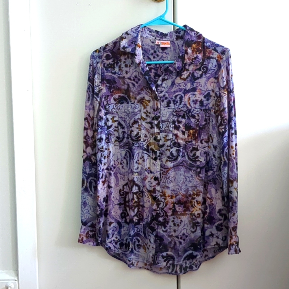 Silk purple boho blouse